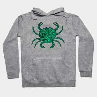 Mandala Crab (teal and black) Hoodie